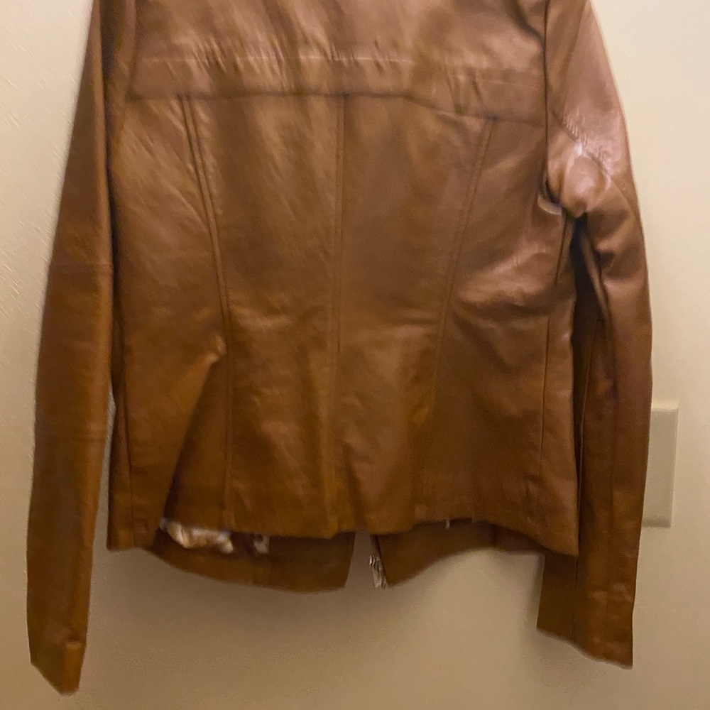 GUESS - brown leather jacket - Picture 2 of 8